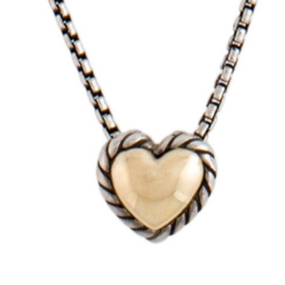 DAVID YURMAN 18K & STERLING SILVER CABLE COLLECTIBLES COOKIE HEART NECKLACE - Picture 1 of 8